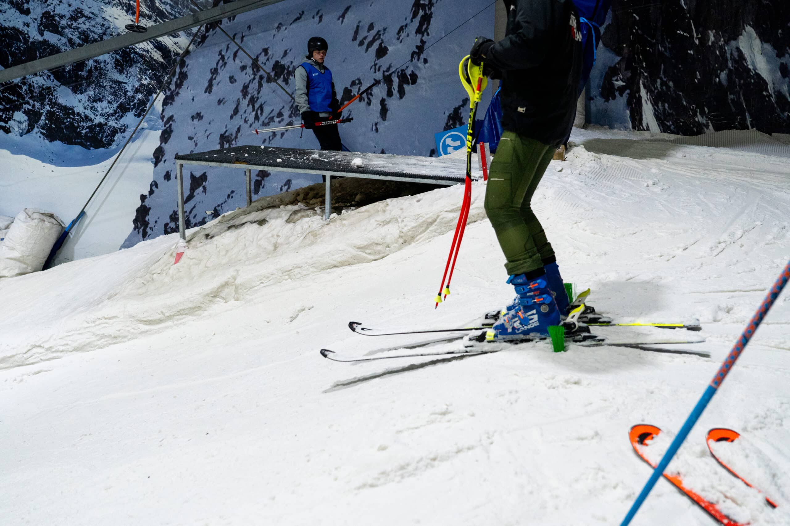 Skier prepares to race at Snowplanet