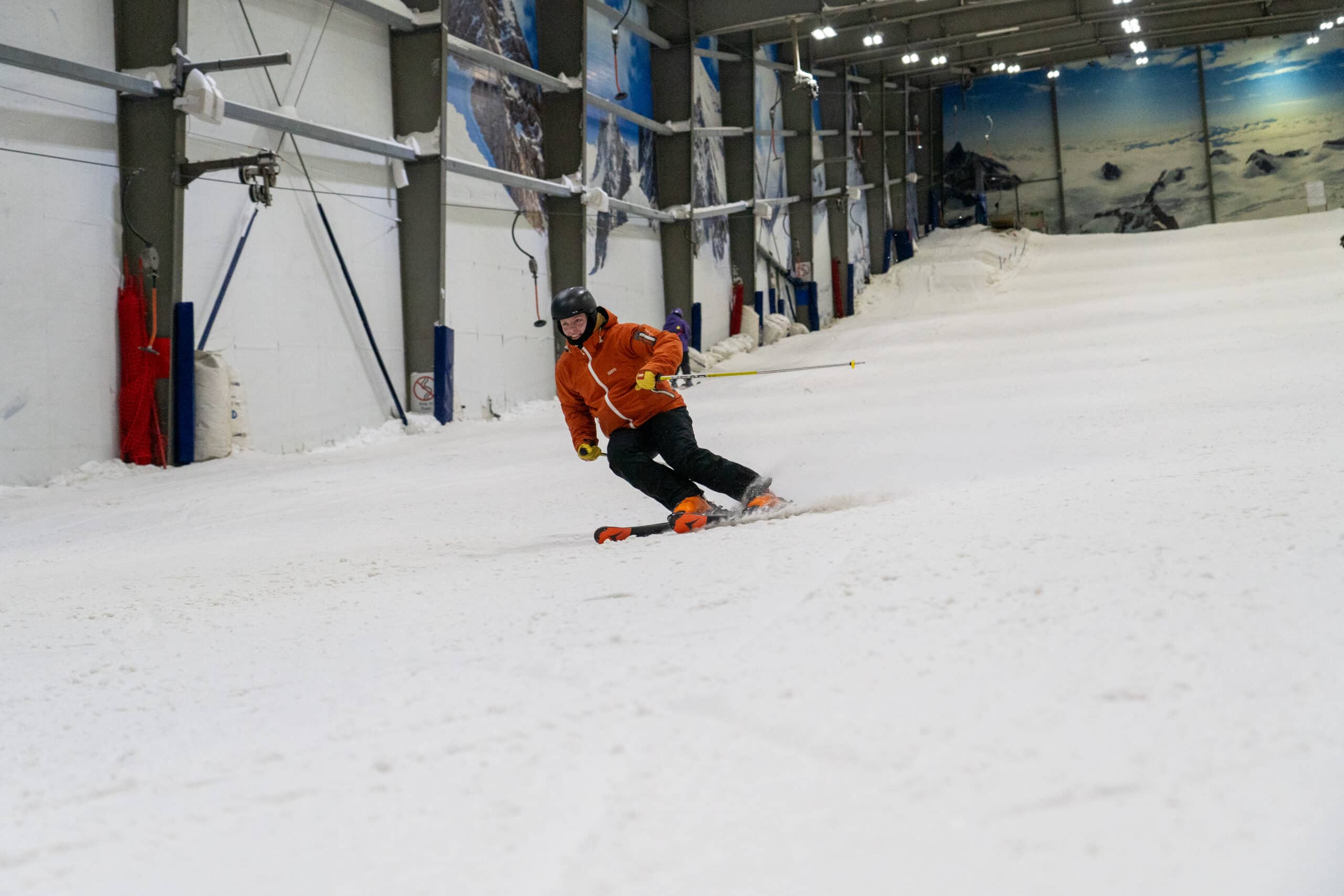 Skier at Snowplanet indoor ski resort.