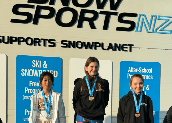 Podium photo at a Snowplanet Ski Race Event
