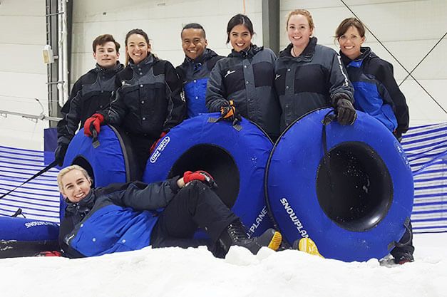 Company team building event at Snowplanet in Auckland.