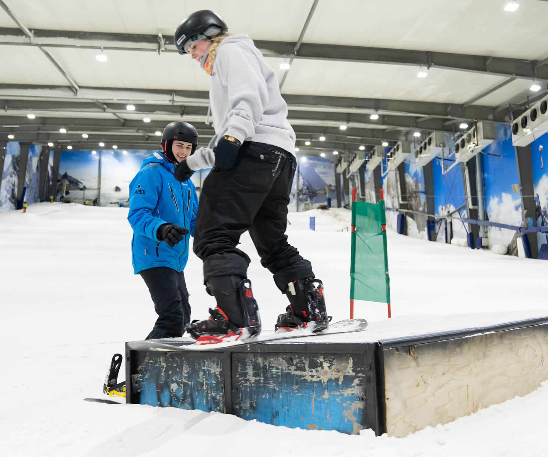 Snowboarder's private lesson on Snowplanet's Terrain Park